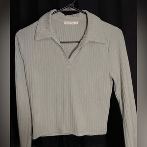 Mint Green Collared Long Sleeve
